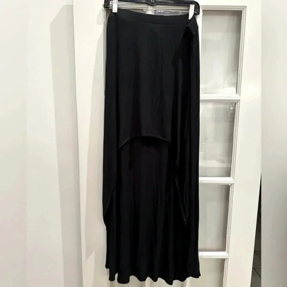 Vintage Express Y2K Chic High Low Hem Black Maxi Skirt Women’s Size Large L NWT